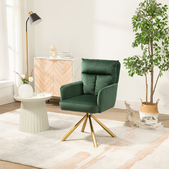 Velvet Contemporary High-Back Upholstered Swivel Accent Chair