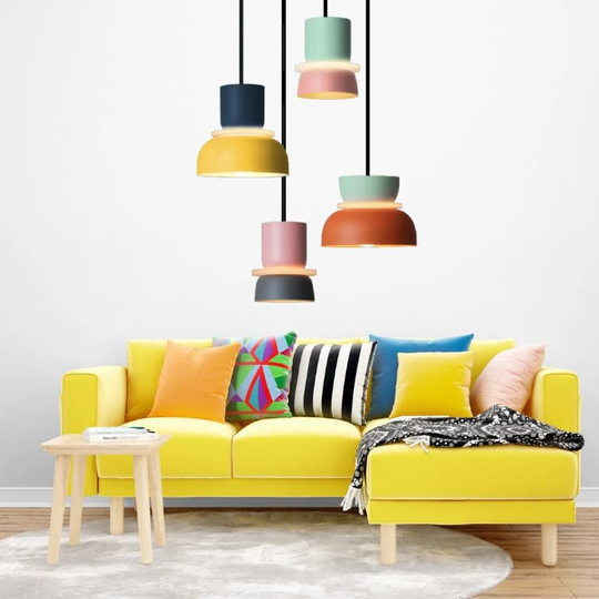 Colorful Macaron Pendant Hanging Light Nordic Design Chandelier Lights Personalization Colors Hardwired Or Plug-In