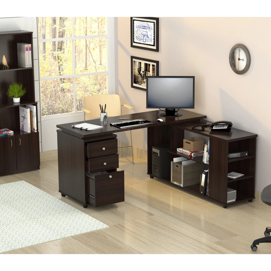 Inval L-shaped Computer Workstation Desk