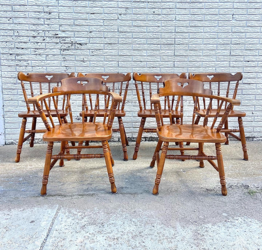 Full Set Of Vintage Tell City Hard Rock Maple Dining Chairs - Set 6