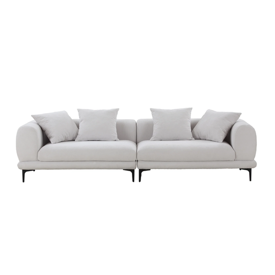 Modern Beige 4-Seater Fabric Sofa Couch for Living Room