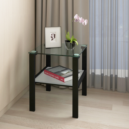 Glass Coffee Table Tea Table Side Table - 17.72*17.72*20.87INCH