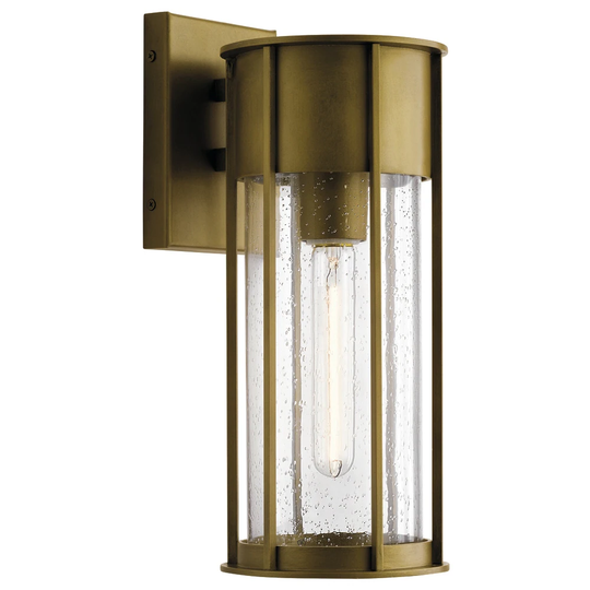Kichler Camillo 15 Inch 1 Light Wall Light with Clear Seeded Glass in Natural Brass