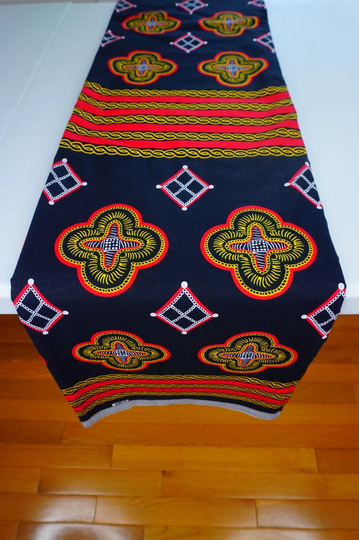 Atoghu African Table Runner, Toghu Ndop Cotton Ankara Print, Bamenda Bamileke, Cameroon Traditional Wedding Party, Geometric Boho Home Decor