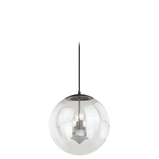 4 Light Black Mid-Century Modern Globe Pendant Clear Glass - 15.75-in W x 16.75-in H x 15.75-in D