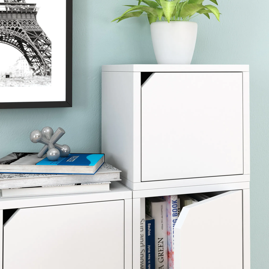 Way Basics Eco Stackable Connect Cube with Door, Modular Storage and Organizer, White