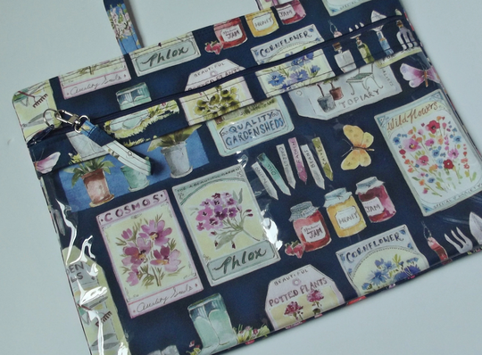 Dollbirdies Original Vinyl Front Project Bag, Cross Stitch Hand Work Embroidery Needle Arts Bag