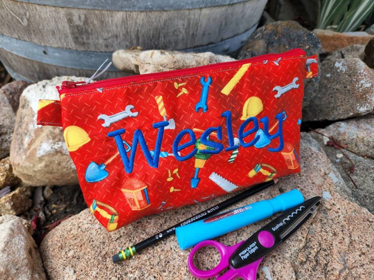 Boy's Pencil Pouch, Tool Case, Personalized School Supply Bag, Supplies Zipper Bag, Boys School Pouch