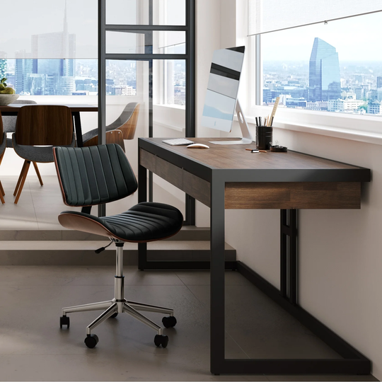 WYNDENHALL Oaklay Swivel Adjustable Executive Computer Bentwood Office Chair in Black