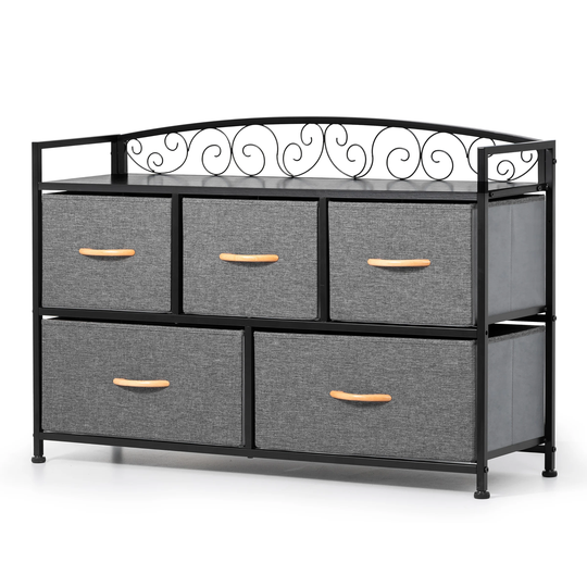 Crestlive Products Wide 5-drawer Storage Cube Dresser with Fabric Bins