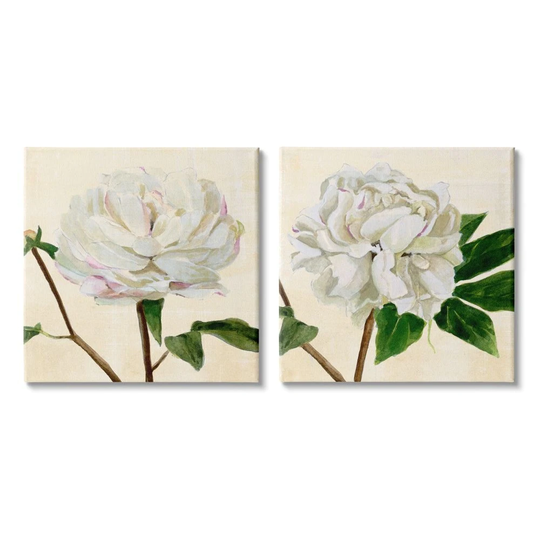 Stupell Industries White Peonies with Pink Petal Details Charming Flowers, 2pc Multi Piece Canvas Wall Art Set - Multi-Color