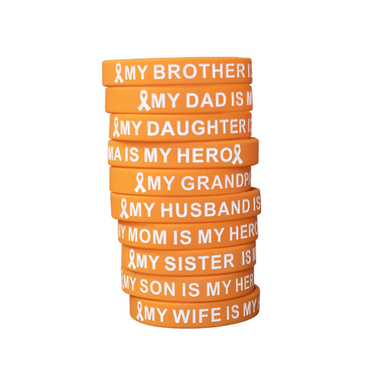 Orange My Loved One Is Hero Silicone Wristband - Cancer Awareness, Ms, Kidney Cancer, Route 91, Leukemia, Multiple Sclerosis, Crps