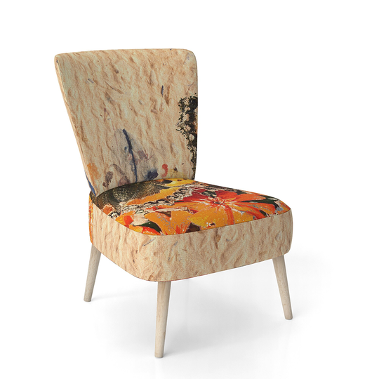 Designart 'Orange Buttlerfly in Watercolor Painting' Upholstered Floral Accent Chair