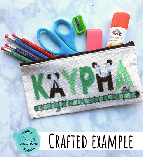 Craft Kit Personalized Canvas Zipper Bag | With Your Name Pencil Pouch | Name Back To School Supplies