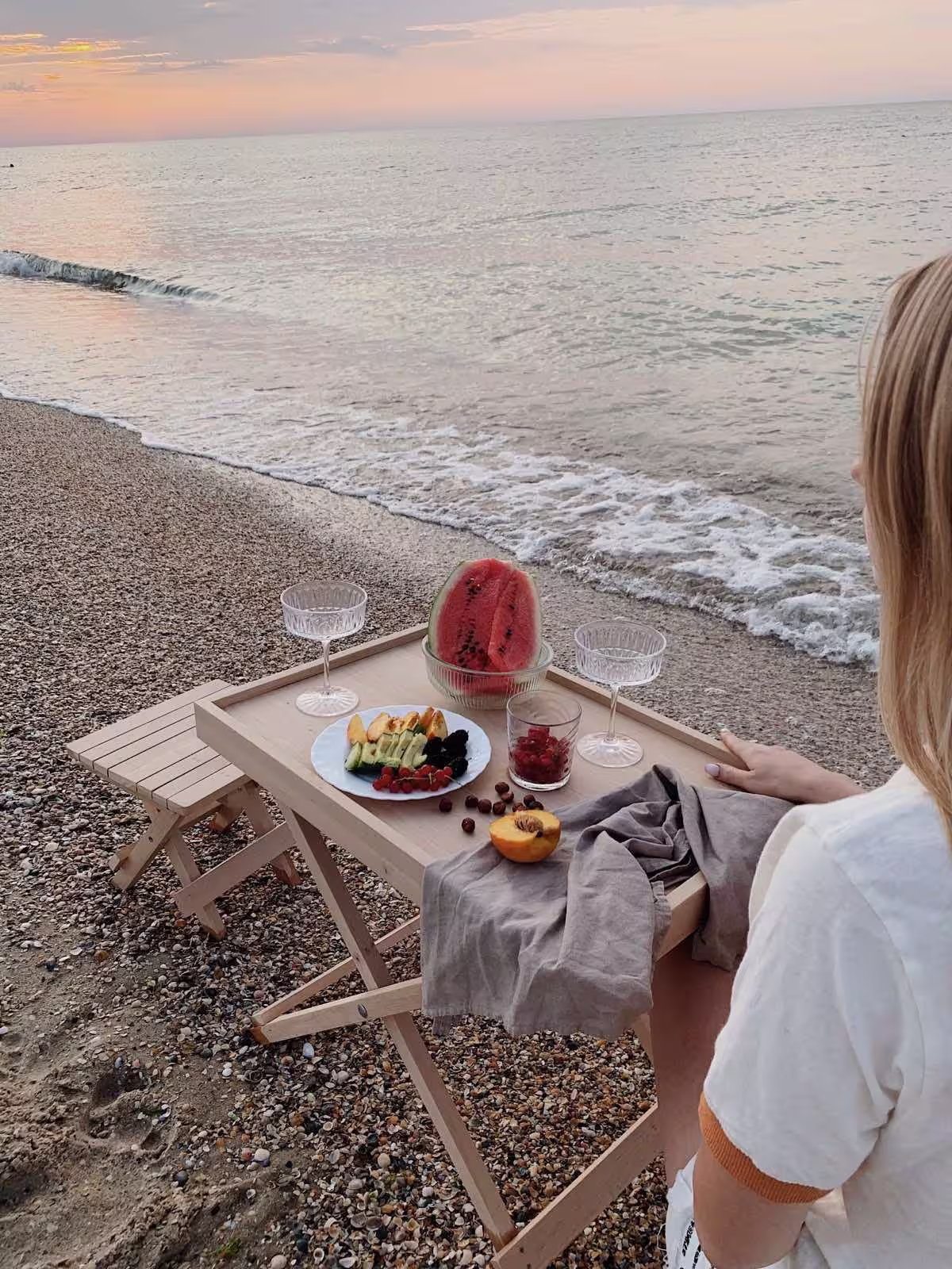 Folding Outdoor Table, Wooden Patio Beach Side Table
