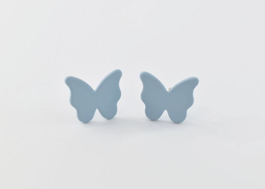 Color Earrings, Ce-Ear06Bf, 2Pcs, Matte Enamel Coated Brass, Colored Butterfly Butterfly 12x10mm, Titanium Post
