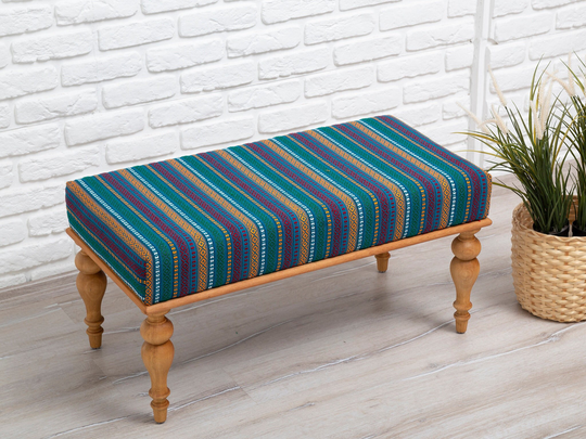 Ottoman Bench | Vintage Style Wooden Rustic Decor Dining Room Decoration Bedroom Piano Stool Vanity Chair