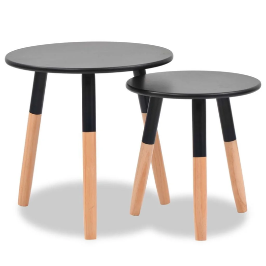 Side Table Nesting Coffee Table Set Set 2 Pieces Solid Pinewood - 18.9*18.7INCH
