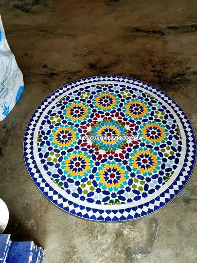 Handmade Moroccan Mosaic Table, Outdoor & Indoor Moorish Mosaic Table Round
