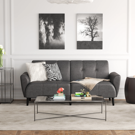 Two-seat Sofa High Elastic Sponge Upholstered Bedroom Furniture Eucalyptus Wood Sofa for Small Spaces or Studio Apartments