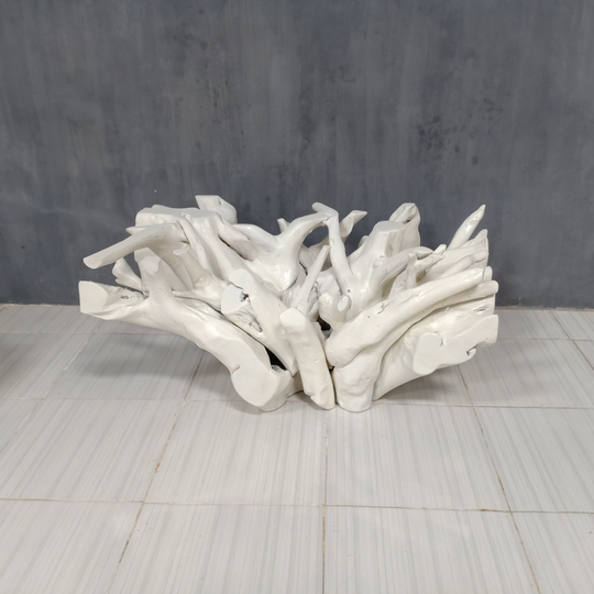 Rectangular - White Teak Root Coffee Table Tree Side Live Edge Driftwood