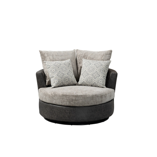 Swivel Barrel Chair, 360 Degree Swivel Round Sofa with 4 Pillows