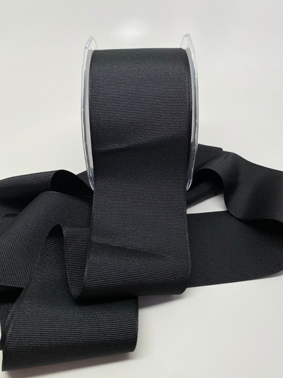 Grosgrain Solid Color Ribbon 2.5 Inch Black 2 Yards