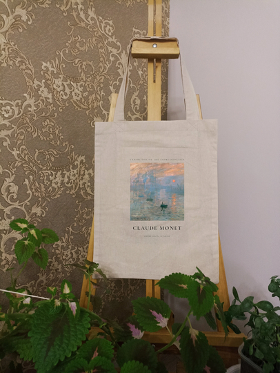 Monet İmpression, Sunrise 1872 Aesthetic Tote Bag, Claude Art
