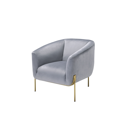 Modern High-End Luxury Style Velvet Fabric Accent Chair with Barrel Backrest and Elegant Gold Legs