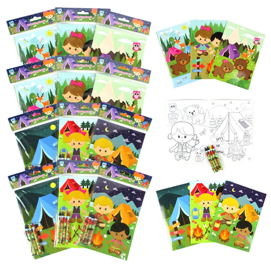 Camping Wilderness Coloring Books With Crayons Party Favors