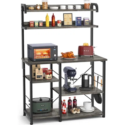 Kitchen Storage Rack, 4-Tier + 3-Tier Microwave Rack Or Coffee Bar Table,Rustic Brown