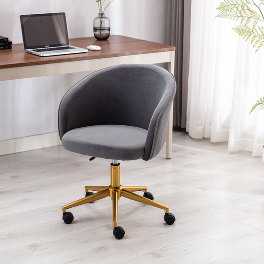 Home Office Grey Computer Desk Chair Adjustable Swivel Stool