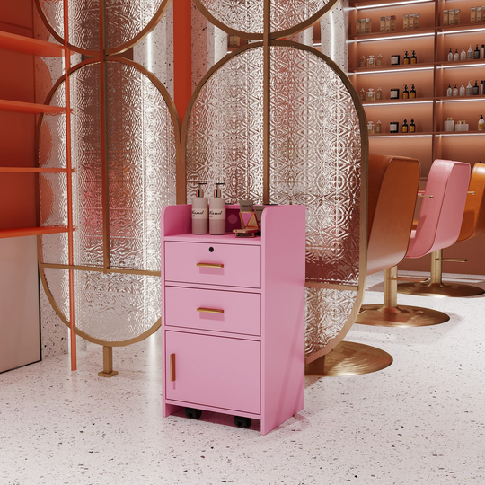 Locking Beauty 2-Drawer Storage Chest Cabinet Hair Dryer Holder
