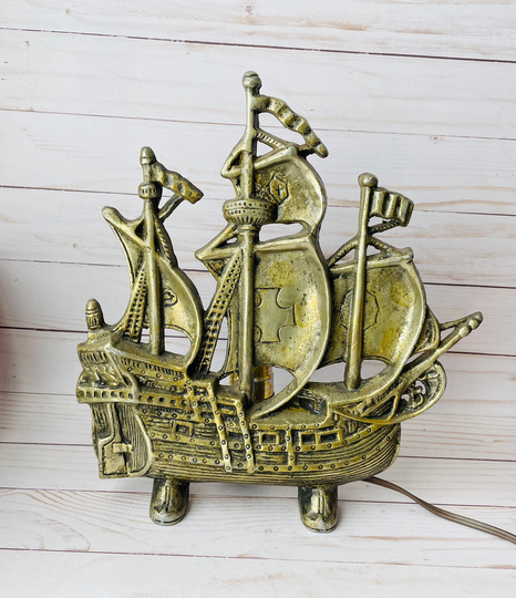 Vintage Metal Pirate Ship Table LampNautical LampBoat Tablelamp