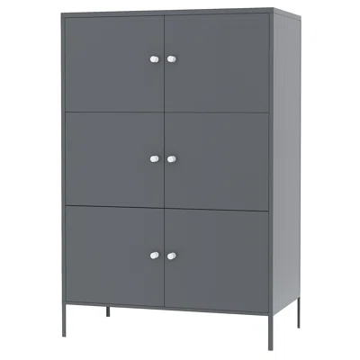 Jaymani Office Storage Cabinet, 3-Tier Metal Cabinet, 6 Doors, Grey