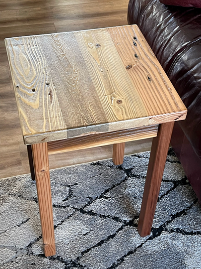 Rustic Square End Table Made Of Reclaimed Wood