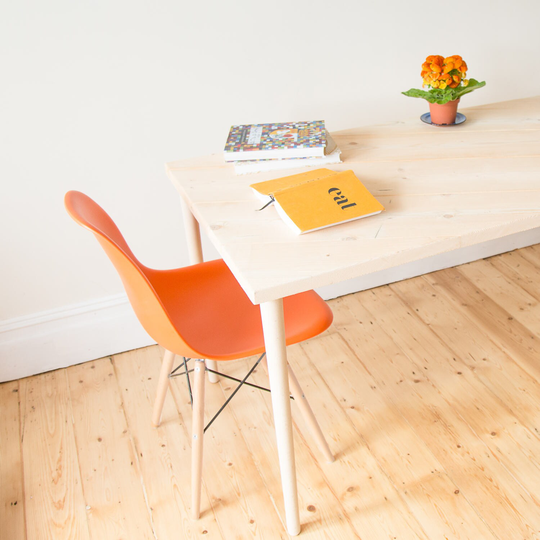 New Tilted Table - Kitchen/Dining Table Made From Reclaimed Wood With Round Tapered Legs
