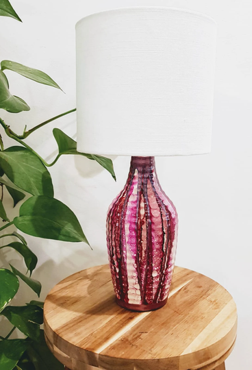 Hand Painted Table Lamp, Ceramic Home Décor, Housewarming Gift, House Bedside Ceramic, Pink|Purple|White