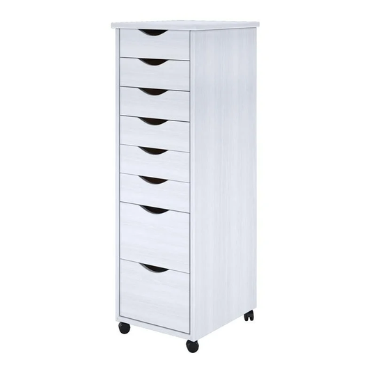 Adeptus White Solid Wood 8-drawer Roll Cart - Medium