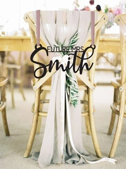 Future Mrs. Chair Sign, Custom Bachelorette Bridal Shower Mrs