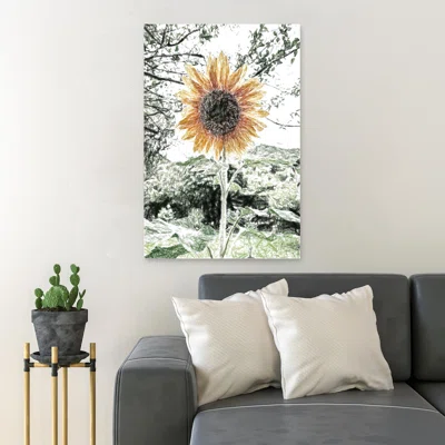Pencil Painting Sunflower - 1 Piece Rectangle Graphic Art Print On Wrapped Canvas