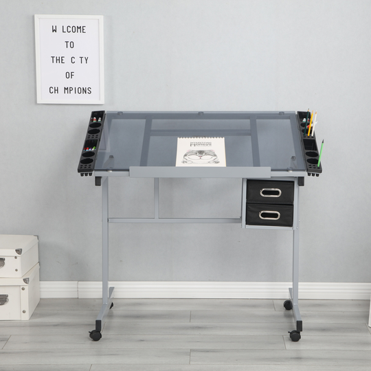 Adjustable Art Drawing Desk Craft Station with Wheels