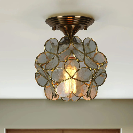 Modern 8 in. Caged Flower Semi Flush Mount Light - 7.8*7.8*9.2H
