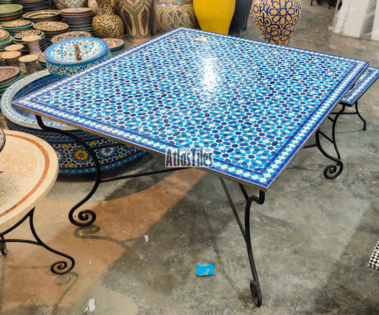Dinner Mosaic Table For Outdoor Patio, Mosaic Table, Ceramic Table, Indoor & Table, Handcrafted Table, Personalized Tile Design