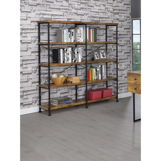 Analiese 4-Shelf Open Bookcase Antique Nutmeg