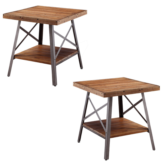 2 Piece Table Set in Weathered Oak and Sandy Black