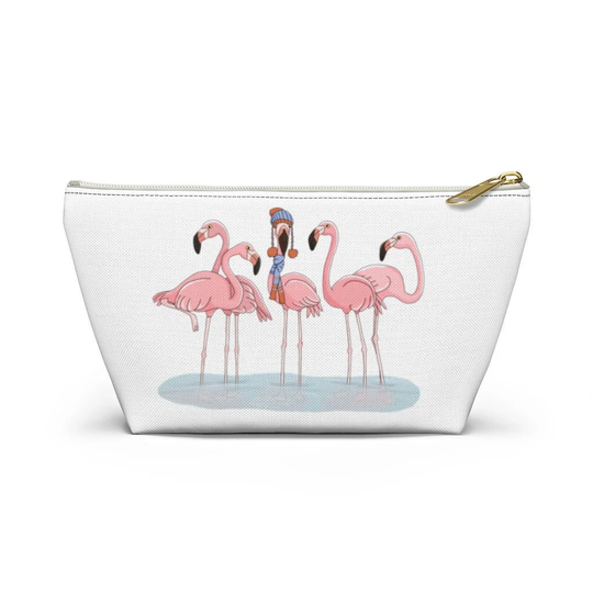 Flamingo Zipper Pouch, Bag, Makeup Bag, Pencil Travel Organizer, Accessory Pouch | 2 Sizes