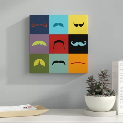 Moustache Grid by Vision Studio - Graphic Art Print on Canvas