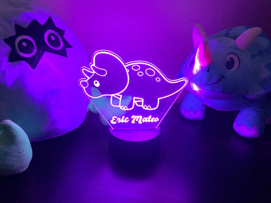 Personalized Dinosaur Night Light, Boys Acrylic Led Kids Bedroom Decor, Decor Gifts For Room