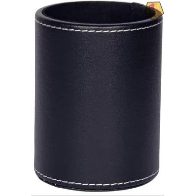 1PC Black PU Leather Round Pencil Pen Cup Holder Stand Desk Organizer Desktop Stationery Container Accessorires For Home, School, Office